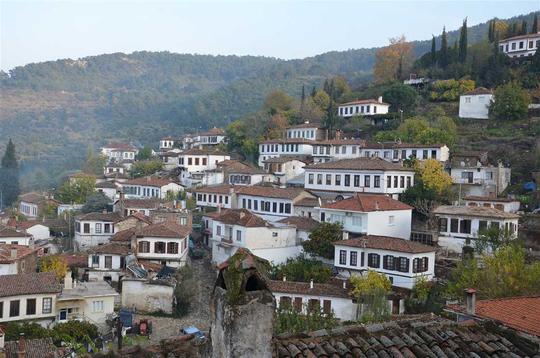 The white hillside houses of Sirince village above Selcuk