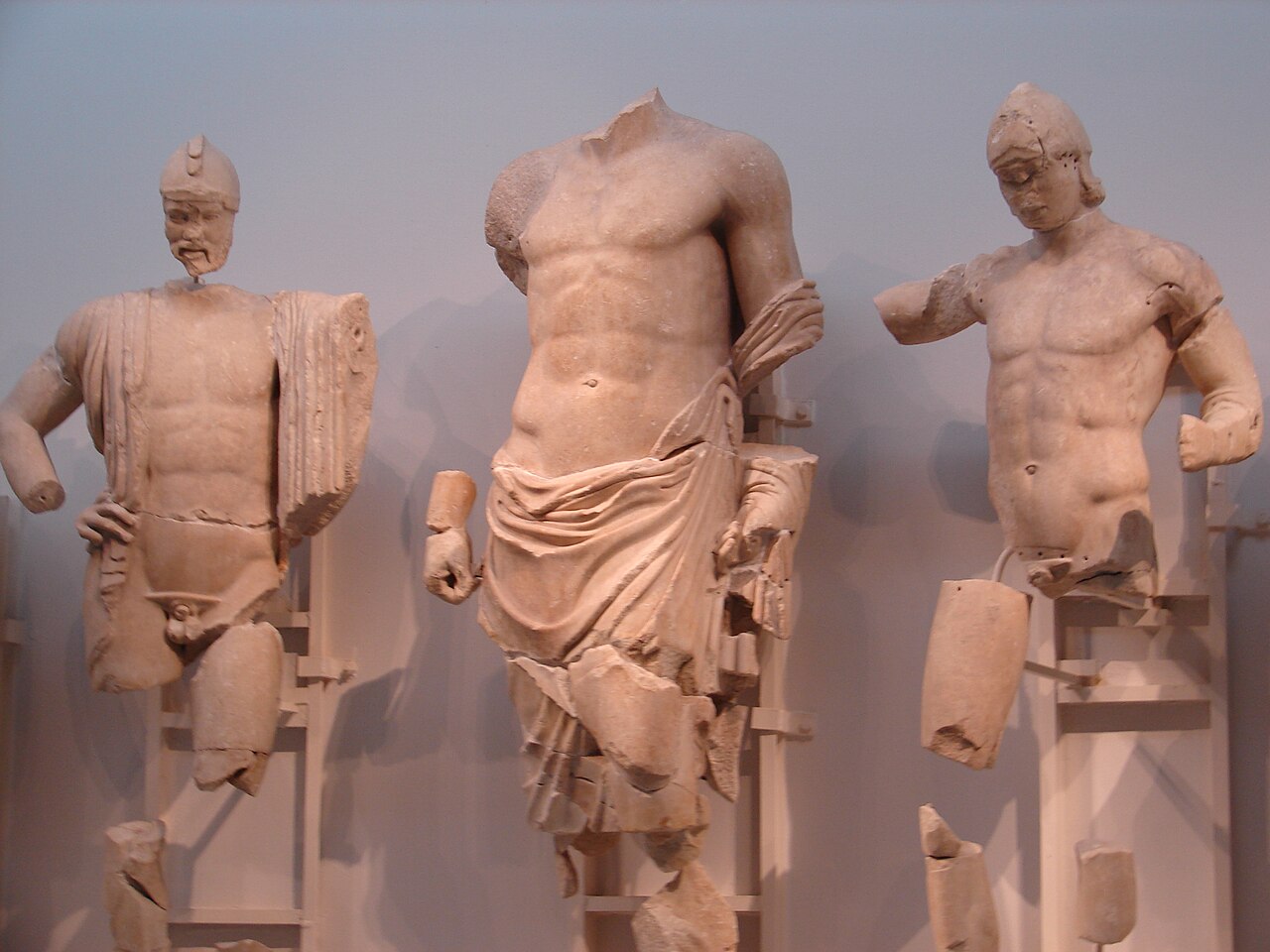 East pediment sculpture of the Temple of Zeus at Olympia in the Archaeological Museum