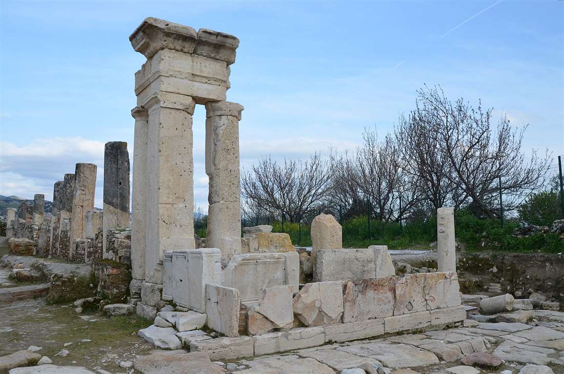 The restored colonnaded street of ancient Tripolis on the Meander