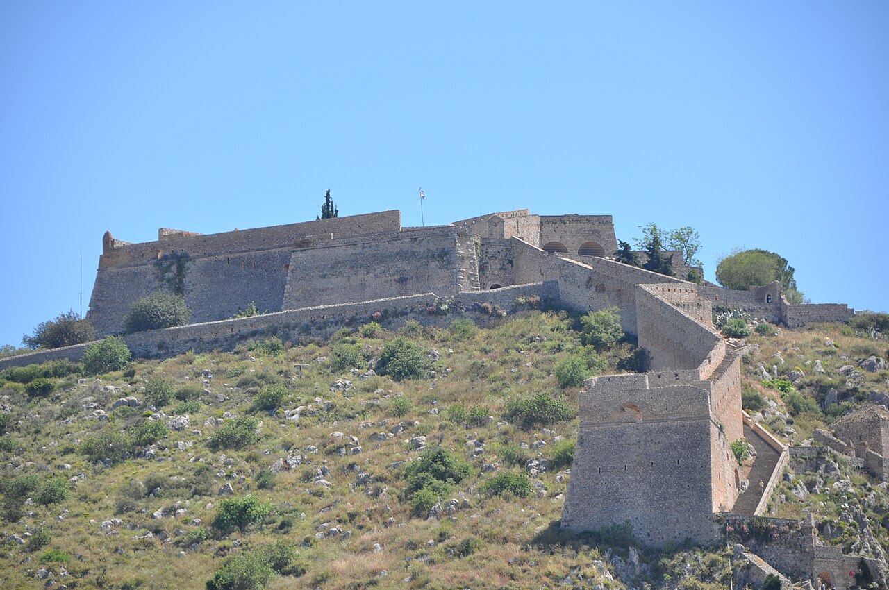 The town of Nafplio spread below Palamidi fortress