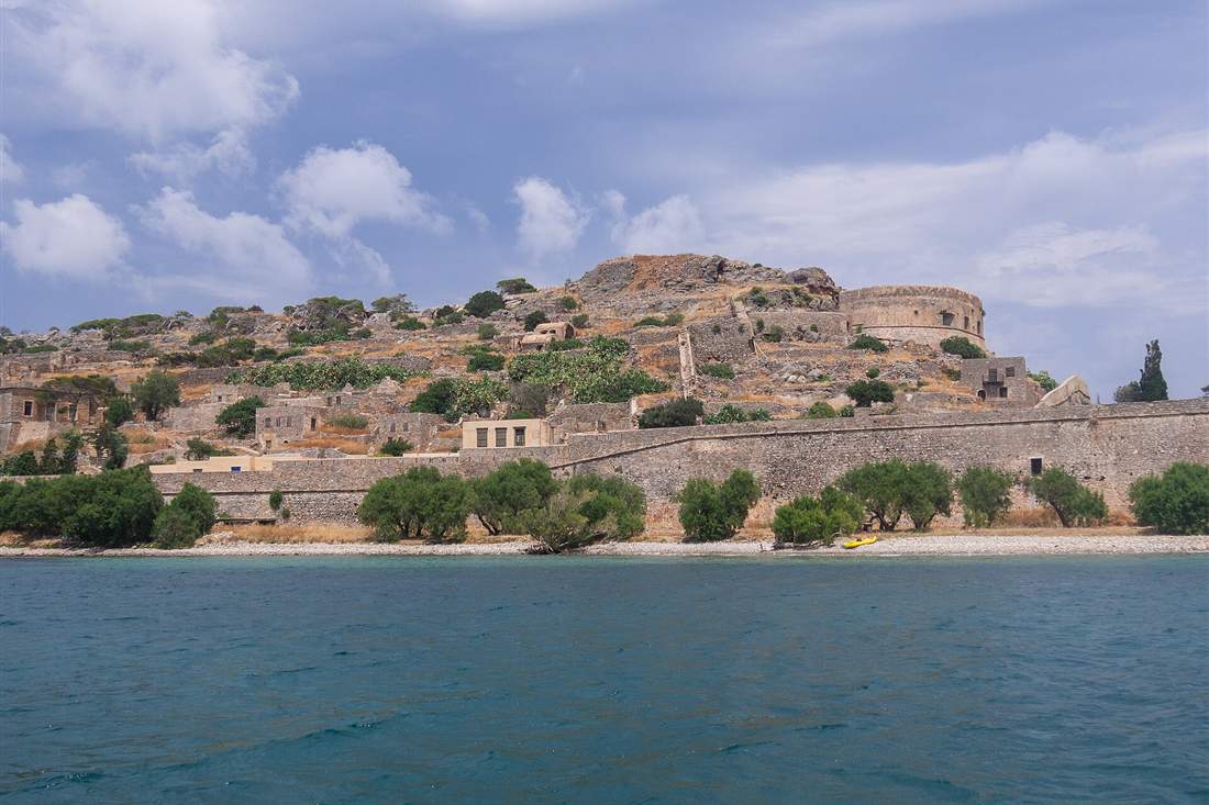 The Venetian fortress island of Spinalonga, the landing on the boat day from Agios Nikolaos