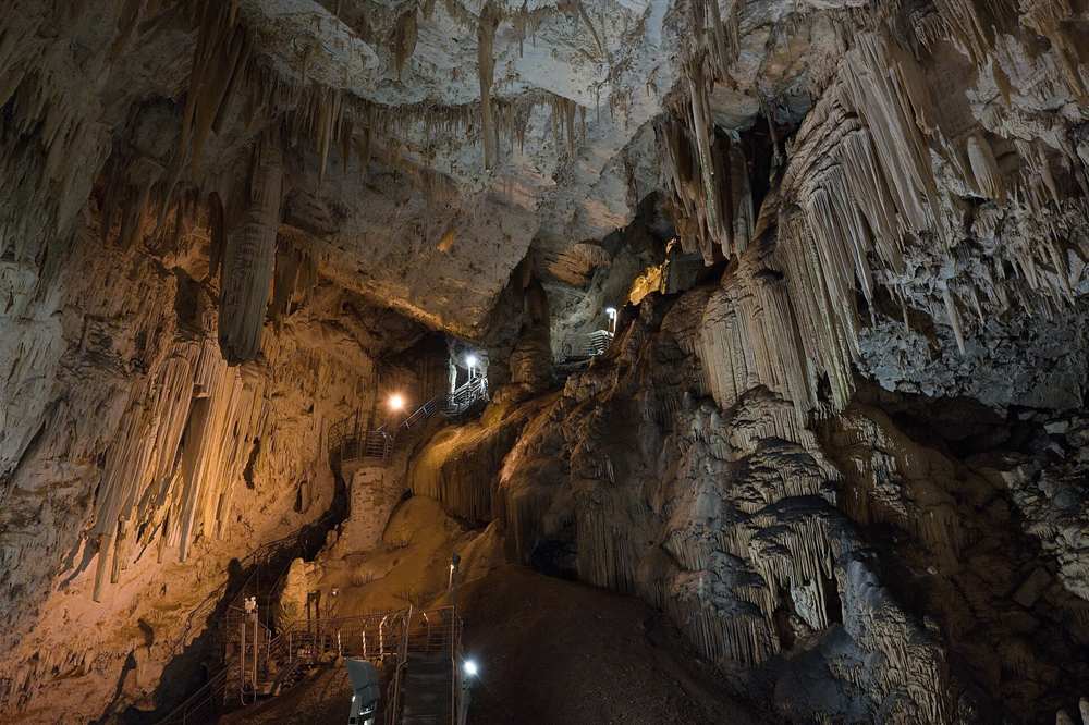 The stalagmite chamber of the Antiparos cave, the stop on the half-day tour