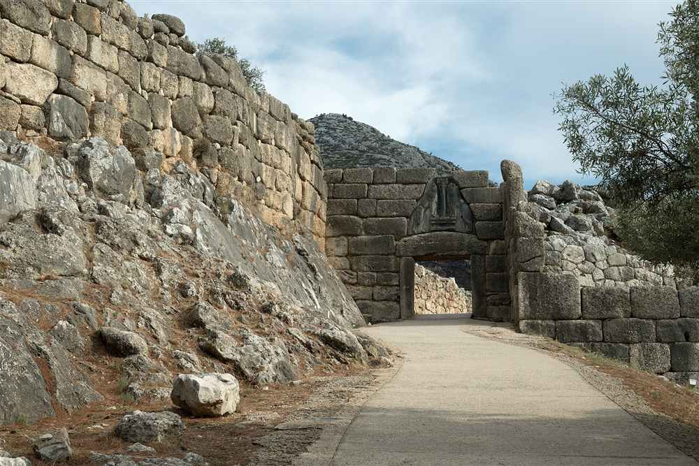 The Lion Gate and Cyclopean walls of Mycenae near Nafplio