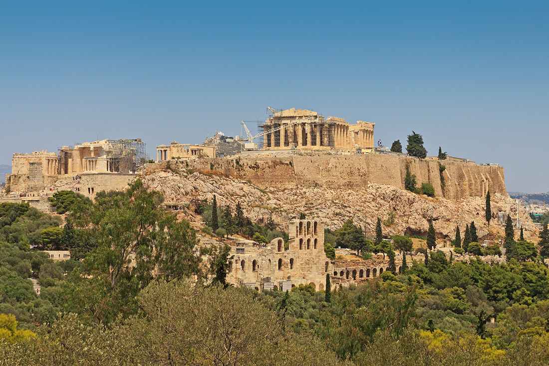 The Acropolis seen from Philopappos Hill, the signature Athens photoshoot backdrop