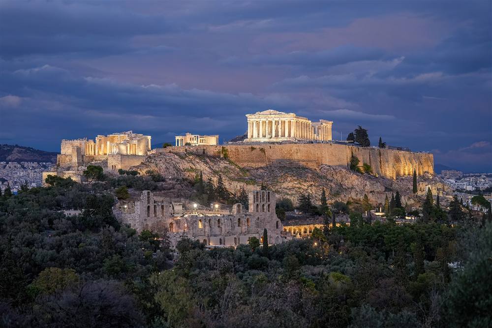 The floodlit Acropolis, the close of an evening private tour of Athens