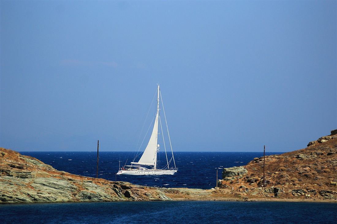 Athens sunset cruise yacht under sail off the Attica coast