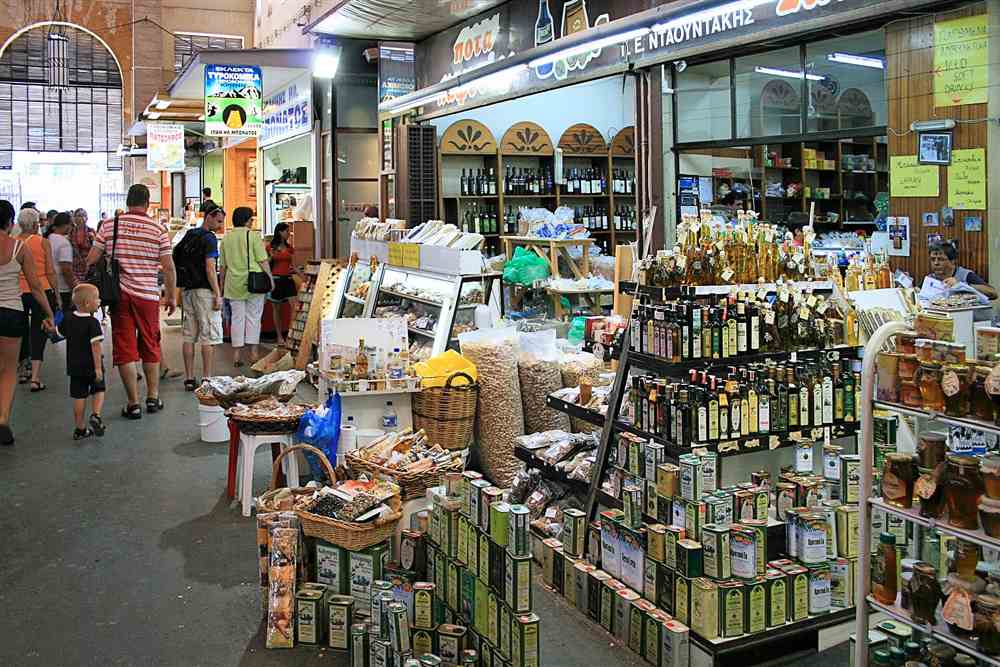 Chania walking tour through the covered market stalls