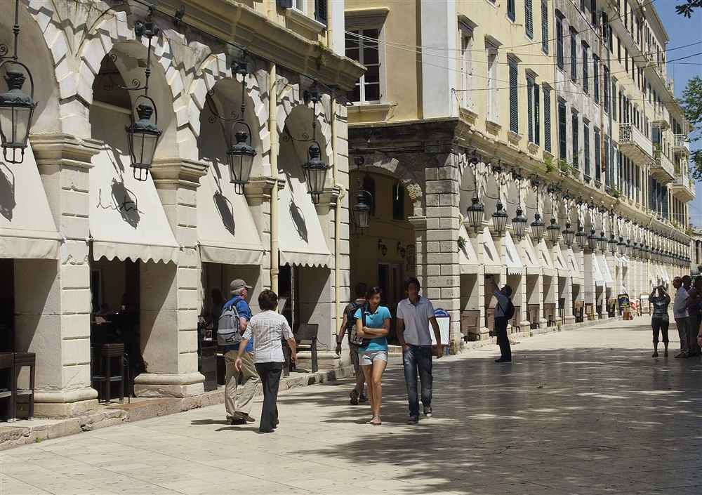 The arcaded Liston promenade in the Old Town of Corfu, Greece