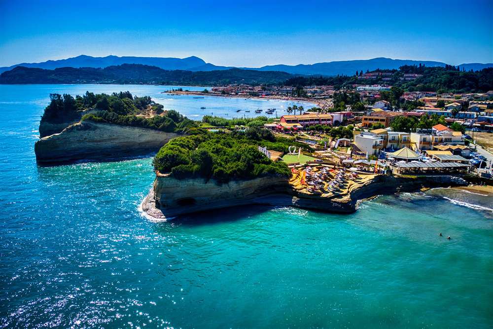 Aerial view of the Canal d Amour sandstone coves at Sidari, Corfu