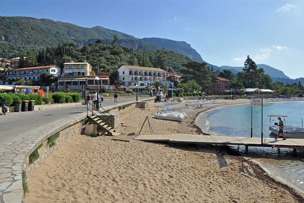 The cove and clear water of Paleokastritsa on the north-west coast of Corfu