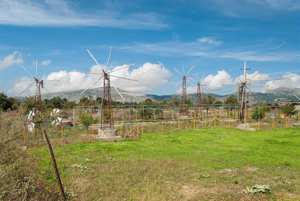 The iron windmills of the Lasithi plateau in the mountains of central Crete