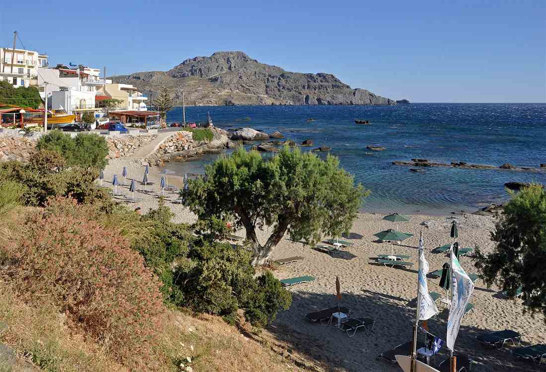 The bay and headland at Plakias on the south coast of Crete, the base for Crete horse riding beach rides