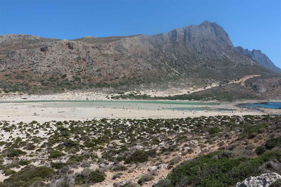 The turquoise shallows of Balos lagoon under the Gramvousa headland in north-west Crete