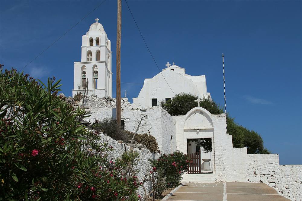 The Panagia church above Chora on Folegandros, the landmark over the wine terraces