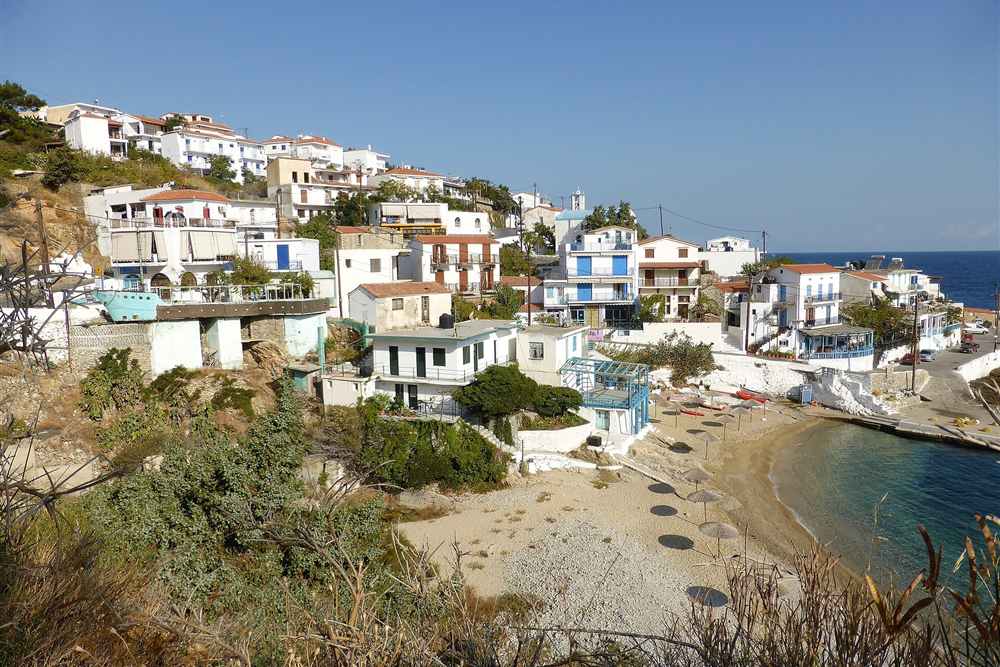 Armenistis village and beach on the west coast of Ikaria