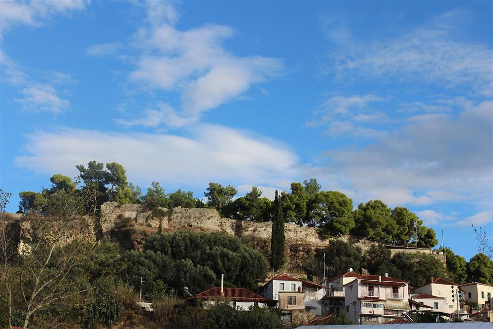The ruined Kastro castle on the hill above Kalamata, Greece