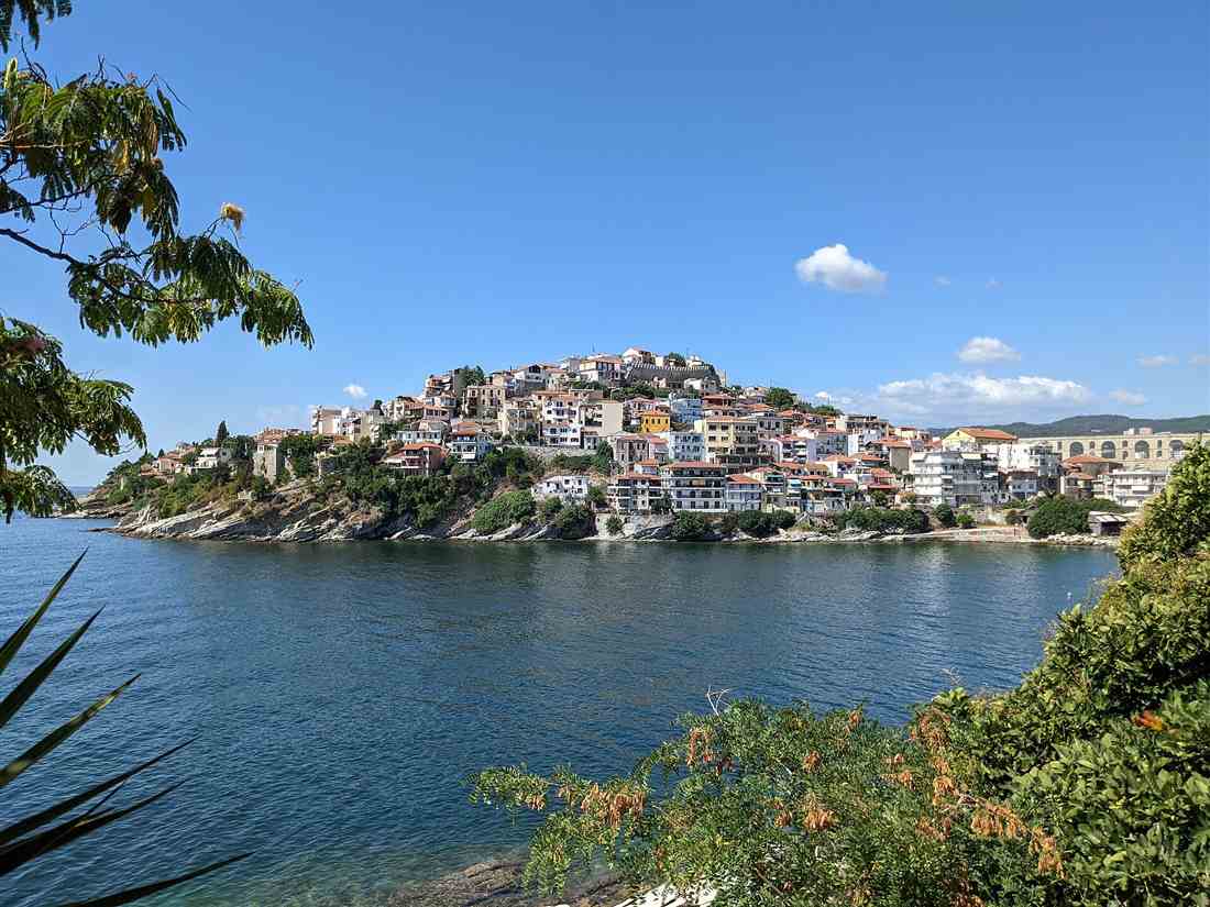 The old town of Kavala rising to its castle on the Panagia peninsula, reached by airport transfers from Kavala Airport
