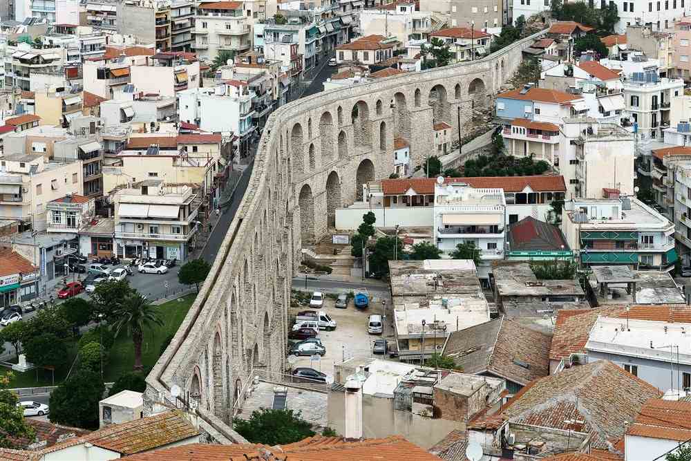 Kamares aqueduct crossing the centre of Kavala
