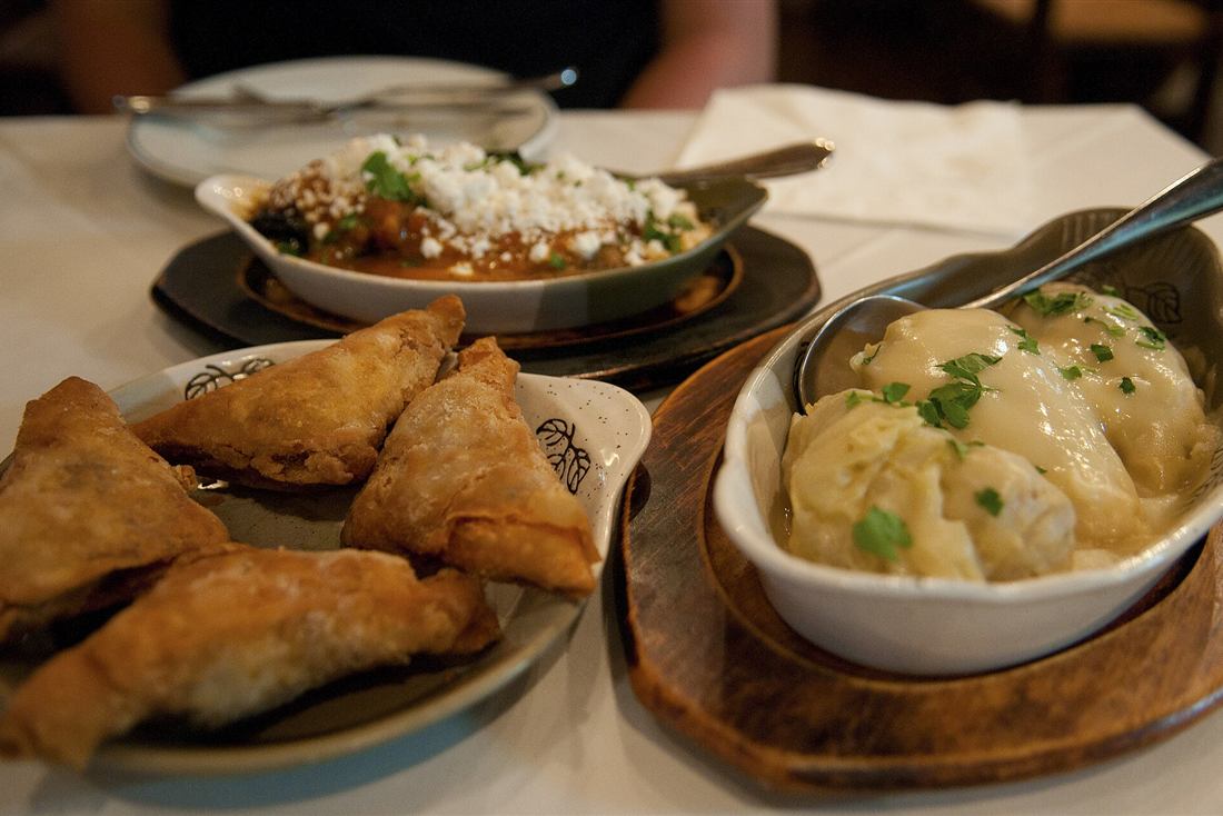 Cheese pies, skordalia and meze at a taverna in Kos Town
