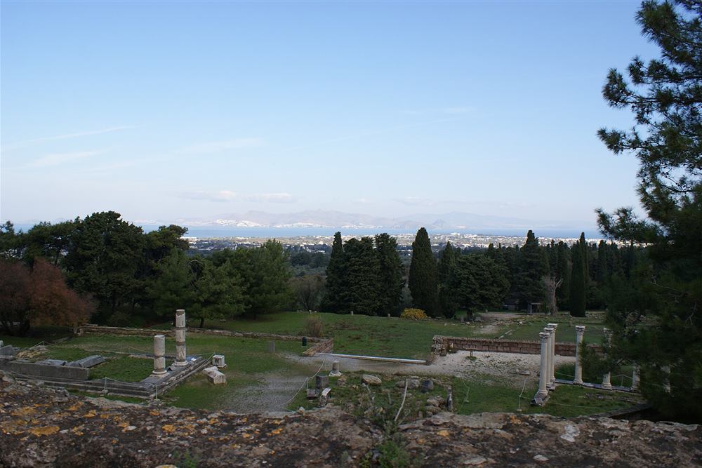 The terraces of the Asklepieion above Kos with the strait beyond