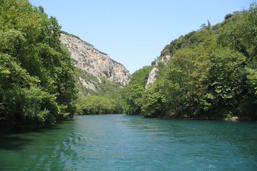 The Pineios river running through the Tempe valley between Olympus and Ossa