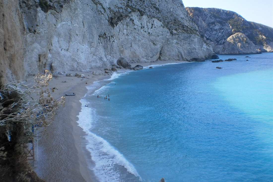 Porto Katsiki beach below the white cliffs of Lefkada, Lefkada tours