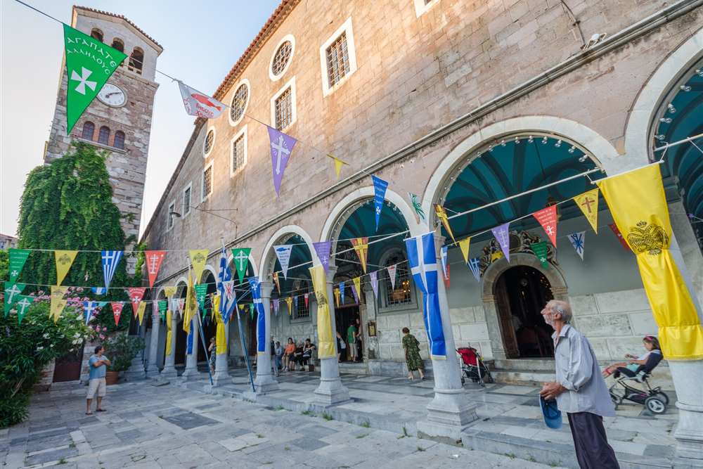 Lesbos island tour stop at the Agiasos pilgrimage church