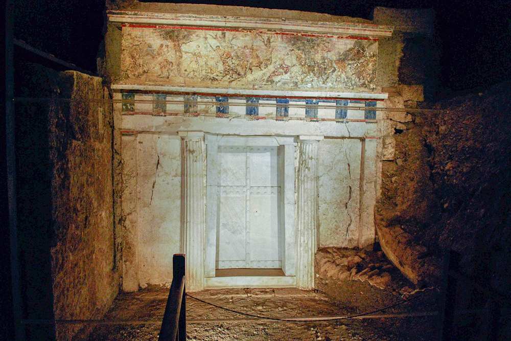 The painted facade of the royal tomb of Philip II at Vergina