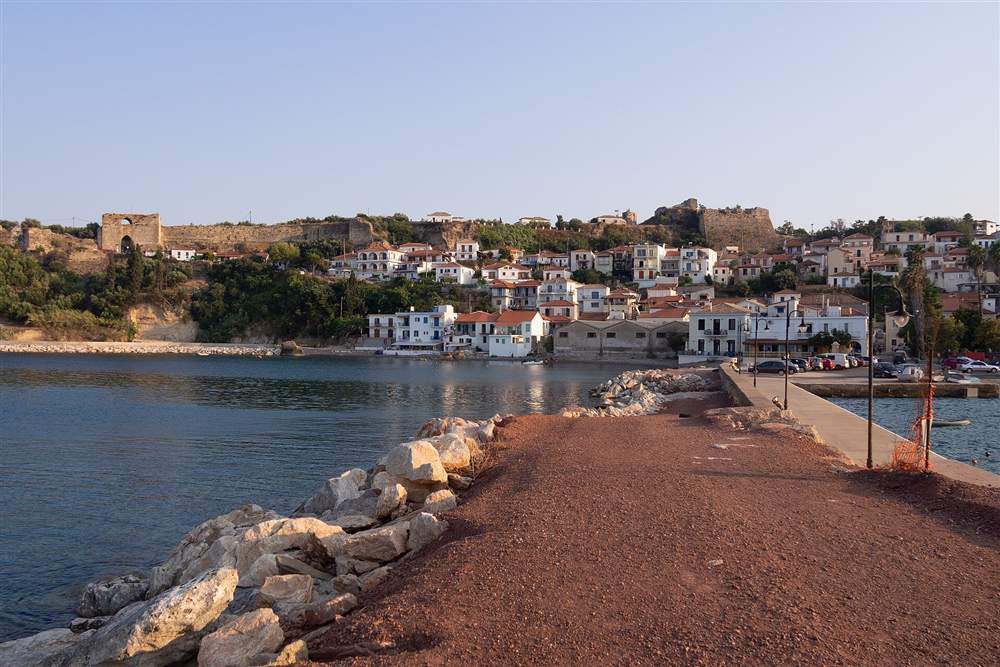 The town of Koroni below its Venetian castle walls
