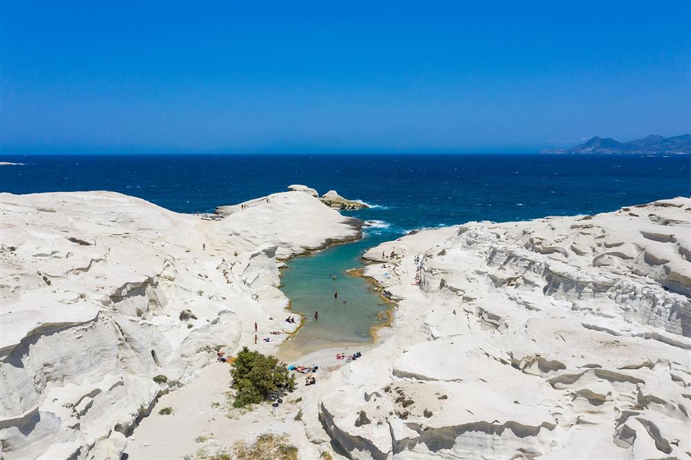 The white volcanic rock formations of Sarakiniko beach on Milos