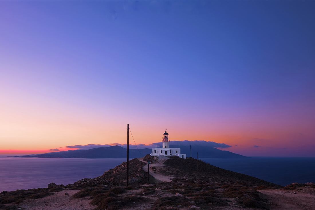 The Armenistis lighthouse on the northern headland of Mykonos