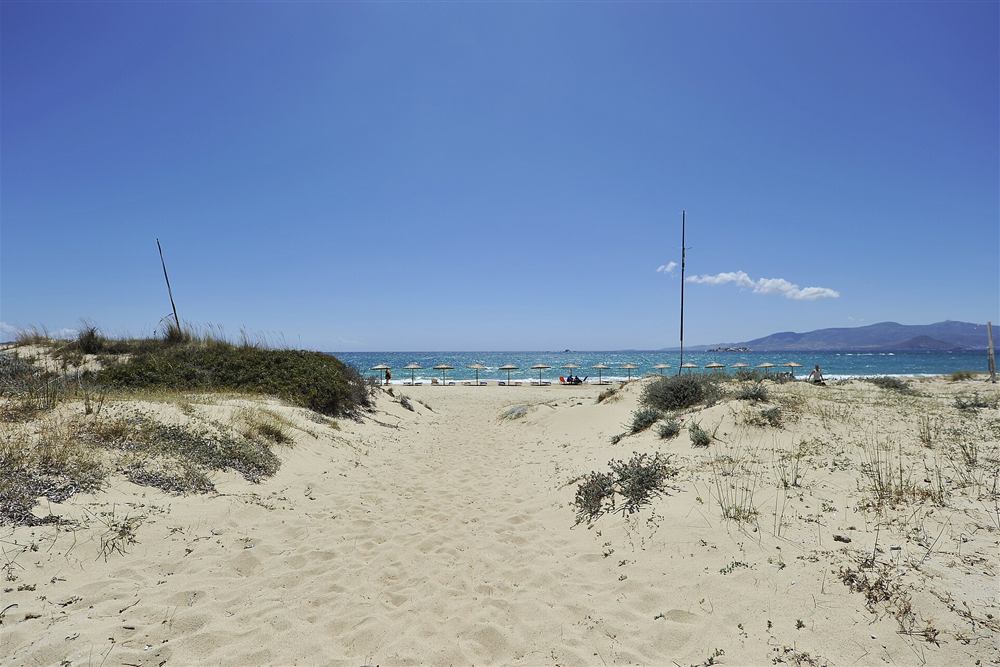 Plaka beach on the west coast of Naxos