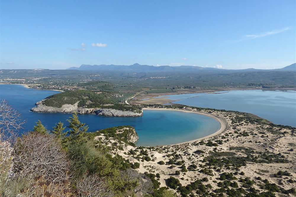 Voidokilia beach and the Gialova lagoon, 12 km north of Pylos