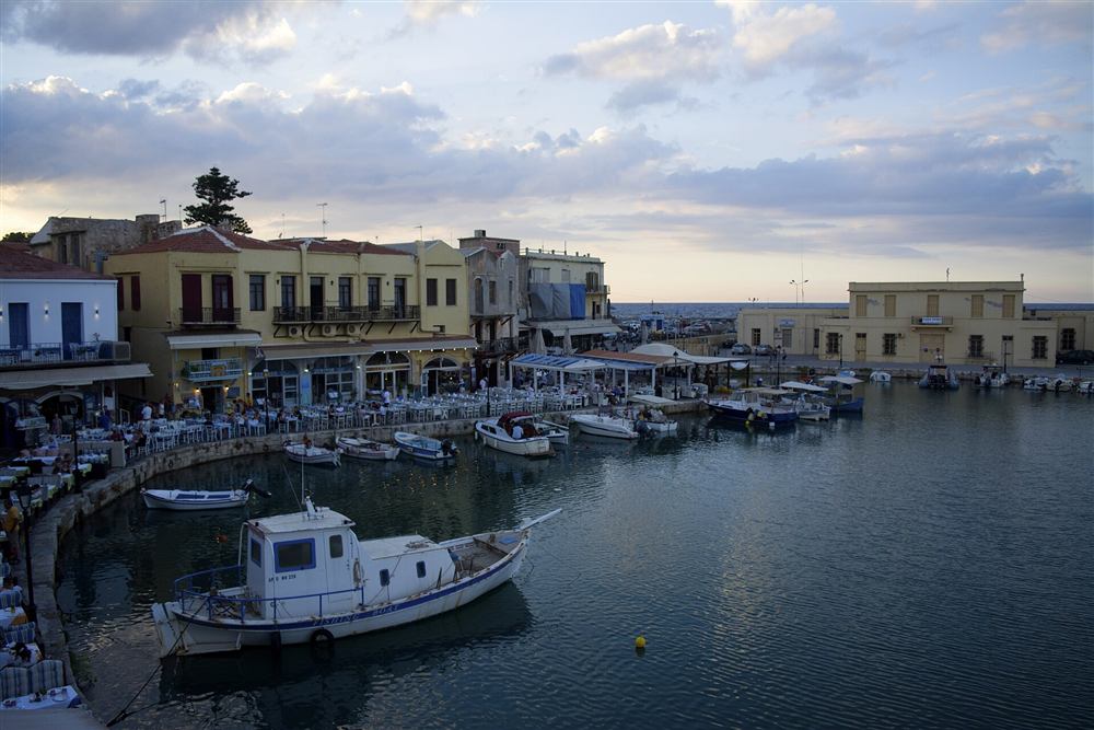 Hire boats moored in the Venetian harbour of Rethymno