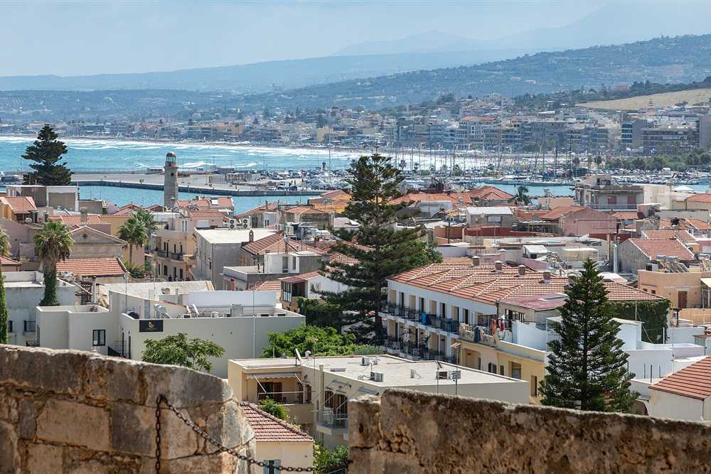 Rethymno old town and the harbour seen from the Fortezza ramparts