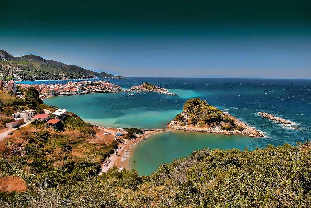 Kokkari bay on the north coast of Samos, a departure point for the east-coast cruises