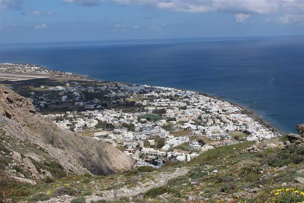 Kamari on the east coast of Santorini seen from Ancient Thera