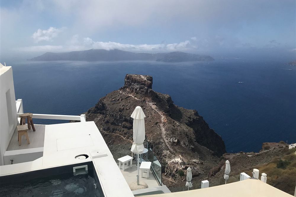 Skaros rock seen from Imerovigli on the caldera path