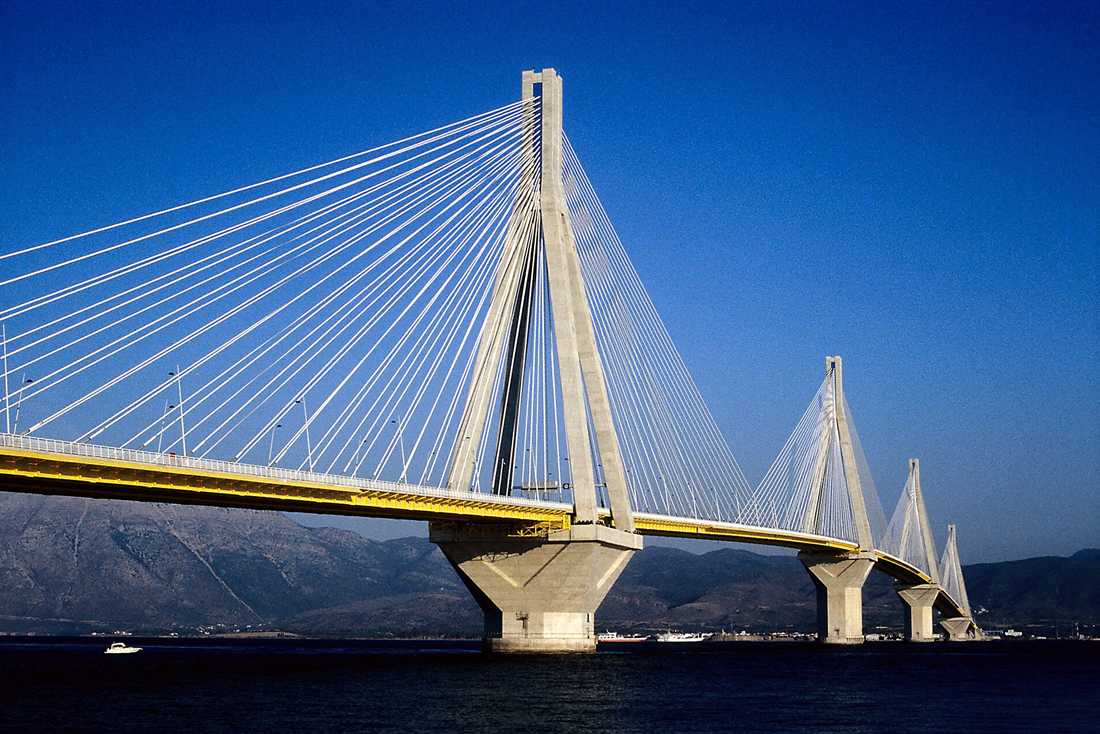 The Rio-Antirrio bridge across the mouth of the Corinthian Gulf at Patras
