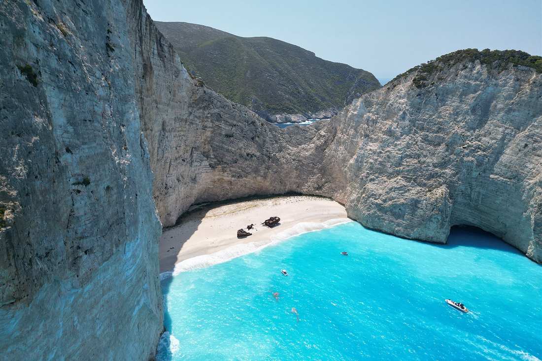 Navagio Shipwreck beach below the white cliffs of Zakynthos, Zakynthos tours