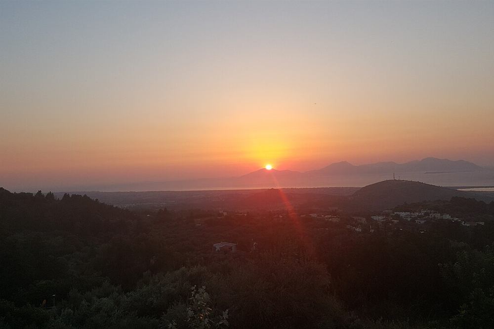 Dusk over the northern plain of Kos from the terraces at Zia