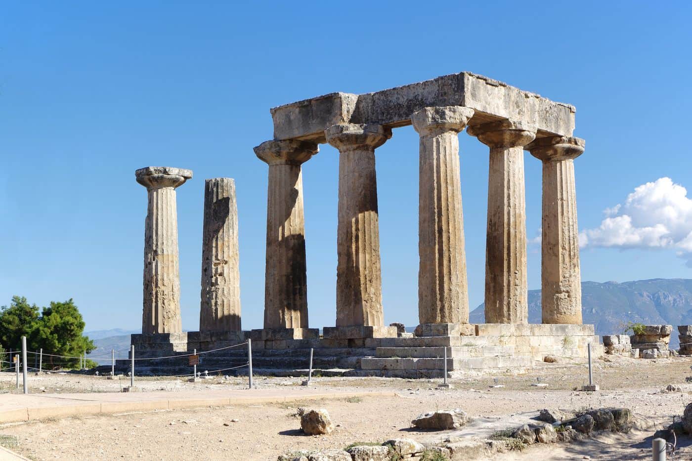 Apostle Paul tour stop at the Temple of Apollo in Ancient Corinth
