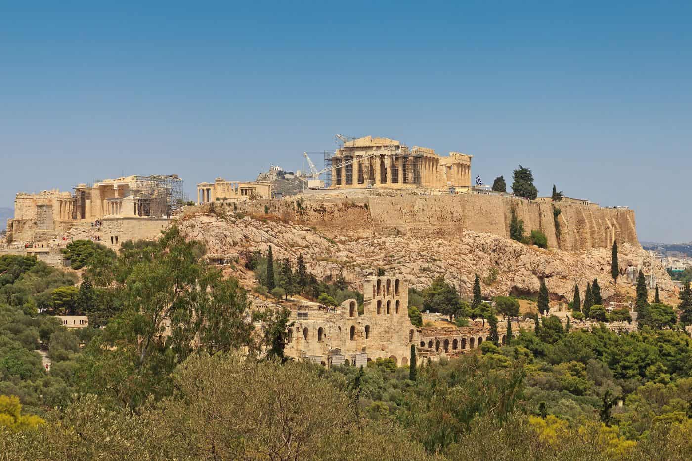 Athens e-scooter tour view of the Acropolis from Philopappos Hill
