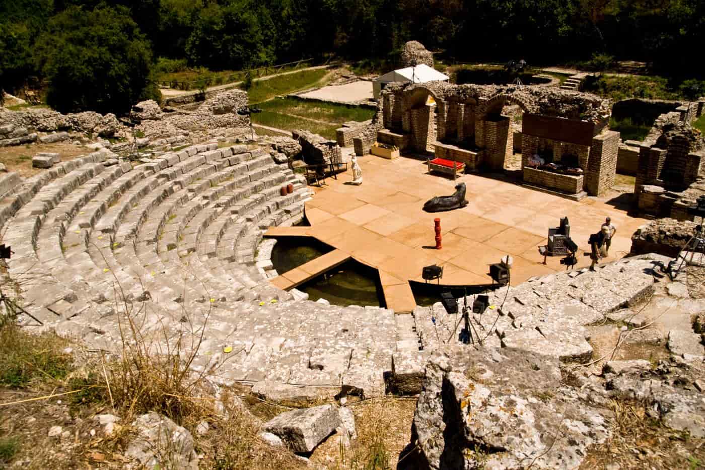 Butrint tours at the ancient theatre of Butrint below the acropolis hill