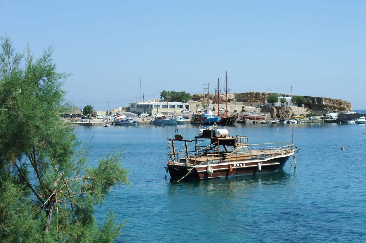 Crete pirate boat trip boats in the harbour of Hersonissos
