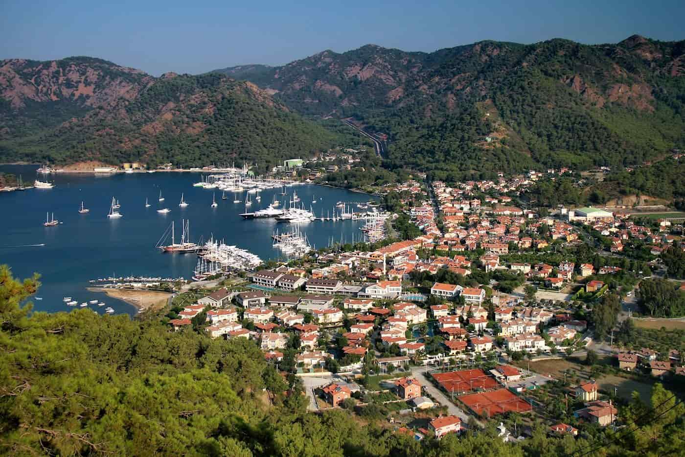 Gocek tours start from Göcek town and Göcek Bay, with its marinas below the pine-covered hills