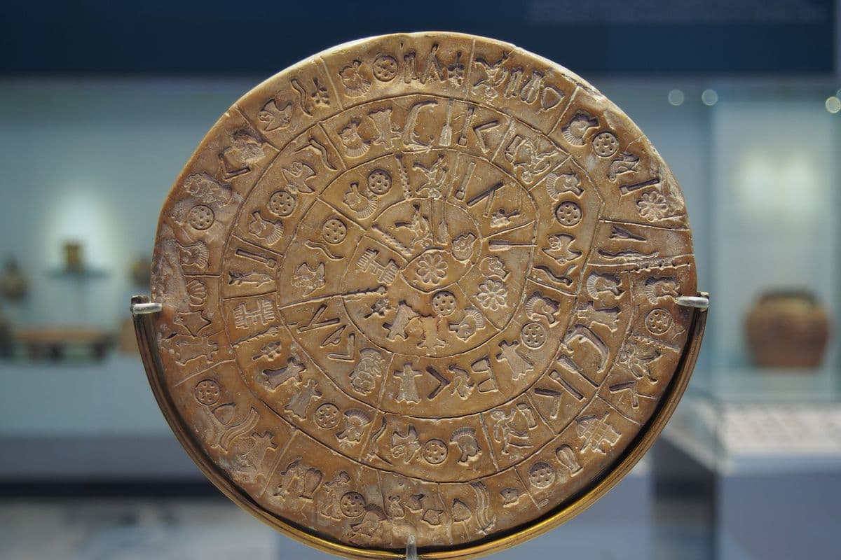 The Phaistos Disc on display, one of the treasures seen on Heraklion archaeological museum tickets