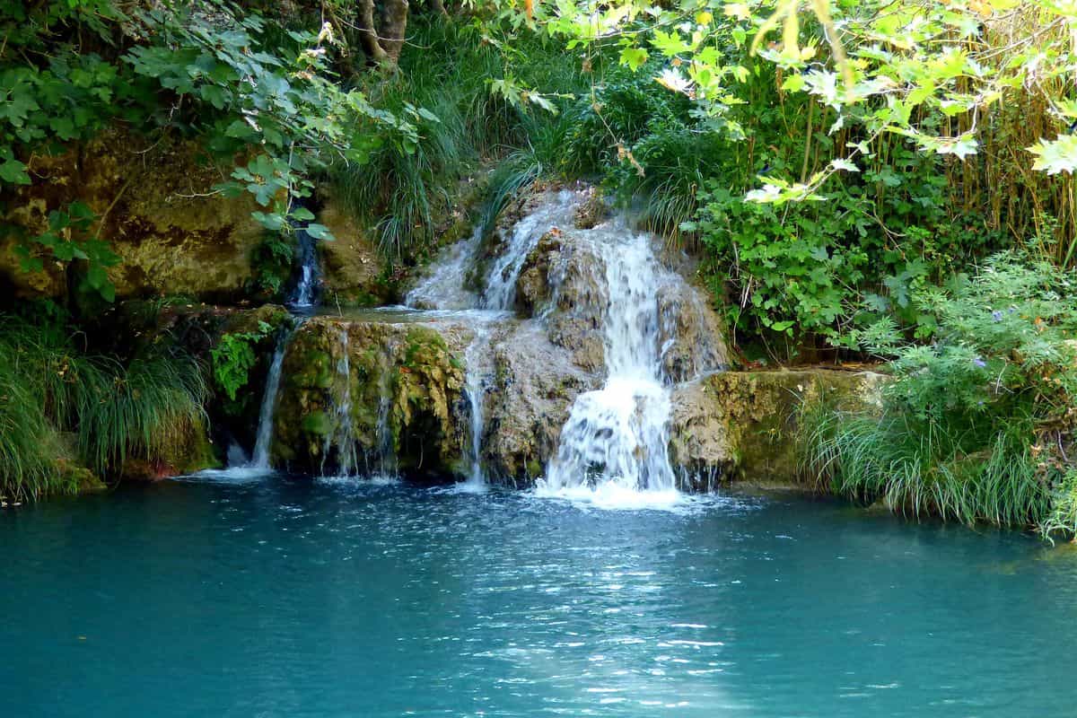 A turquoise pool at the Polylimnio waterfalls, a favourite stop for Kalamata hiking