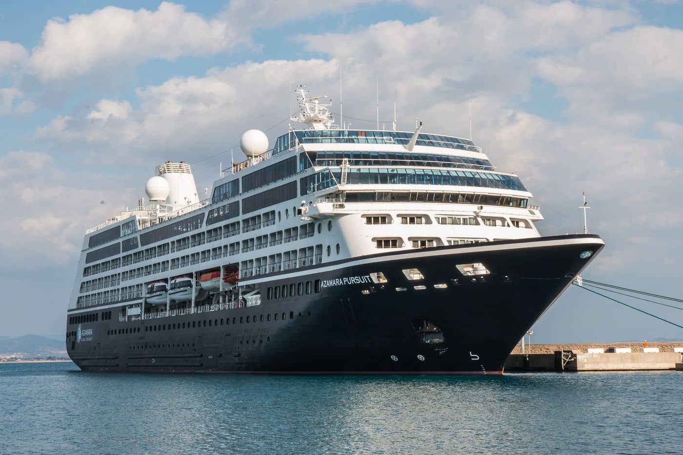 A cruise ship at the pier of Katakolo, where Katakolo port transfers meet passengers