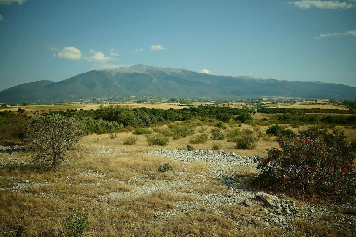 Mount Pangaion above the plain, the wine country of Kavala wine tasting